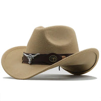Nord Taschen - Western-Stil Filzhut mit Stier-Schnallenband - Braun