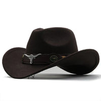 Nord Taschen - Western-Stil Filzhut mit Stier-Schnallenband - Kaffee