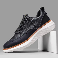 David | Stylishe Brogue Leder Sneakers für Herren - Schwarz