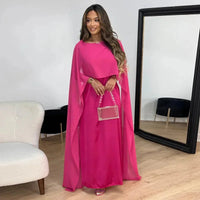Valentina | Cape Maxikleid für Hochzeitsgäste - Rosa