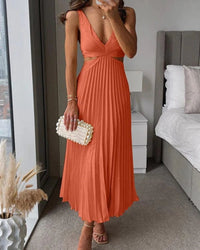 Valentina | Elegantes Abend-Midikleid - Orange