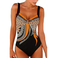 Schmeichelndes Badeanzug mit Druck - Orange