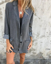 Lea | Eleganter Damenblazer aus klassischem Denim - Grau
