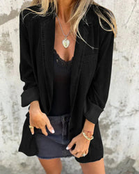 Lea | Eleganter Damenblazer aus klassischem Denim - Schwarz