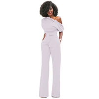 Veronica | Damen One Shoulder Weites Bein Jumpsuit - Weiß