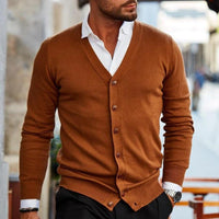 Herren Weste Cardigan Langarm Herbst Winter - Dunkelbraun