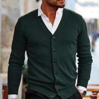 Herren Weste Cardigan Langarm Herbst Winter - Dunkelgrün