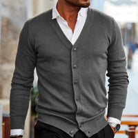 Herren Weste Cardigan Langarm Herbst Winter - Grau