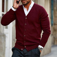 Herren Weste Cardigan Langarm Herbst Winter - Rot