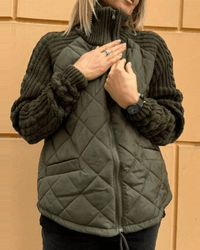 Elena | Damen Cardigan mit langen Ärmeln und Taschen - Olivgrün