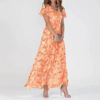 Vivica | Damen Glamouröses Figurschmeichelndes Kaschierendes Kleid – Glamour Kleid - Orange