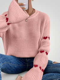 Amore | Eleganter gerippter Damenpullover - Rosa