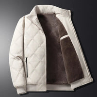 Herren Langarm-Winterjacke mit Taschen - Weiß