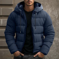 Herren Kapuzen-Winterjacke mit Taschen und Kordelzug - Dunkelblau