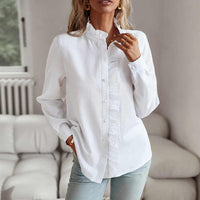 Petra | Damen Casual Rüschen Geknöpftes Hemd - Weiß