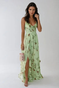Savenora | Elegantes fließendes Sommerkleid - Salbeigrün