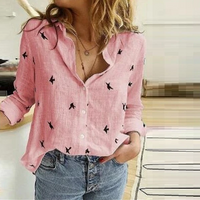 Elegante Bluse für Frauen für jeden Anlass - Rosa mit Vogel