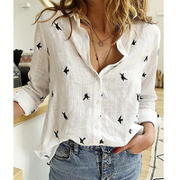 Elegante Bluse für Frauen für jeden Anlass - Weiß mit Vogel