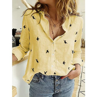 Elegante Bluse für Frauen für jeden Anlass - Gelb mit Vogel