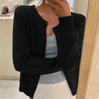 Sofia | Damen Klassiker Aufgesetzte Taschen Strickjacke - Schwarz
