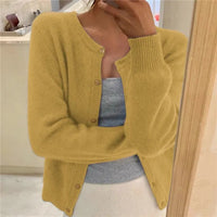 Sofia | Damen Klassiker Aufgesetzte Taschen Strickjacke - Gelb