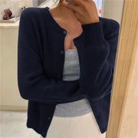 Sofia | Damen Klassiker Aufgesetzte Taschen Strickjacke - Blau