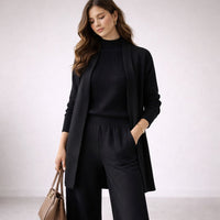 Emma | Damen Drei-Teile Lounge Set mit Cardigan - Schwarz