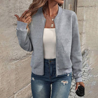 Damen Langarm Bomberjacke - Grau