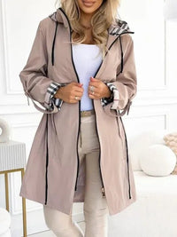 Nadine | Damen Lässig Kapuzen Trenchcoat - Beige