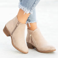 Damen Stiefeletten Knöchelstiefel Schuhe Casual Herbst Winter - Beige