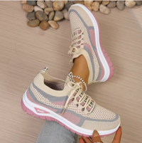Camilla | Stylische Sneaker für Damen - Khaki-Rosa