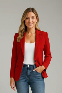 Xenia | Damen Roter Blazer mit Kerbe Revers - Rot