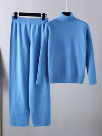 Leah | Zwei-Teile Lounge-Set aus Kabelstrick - Blau